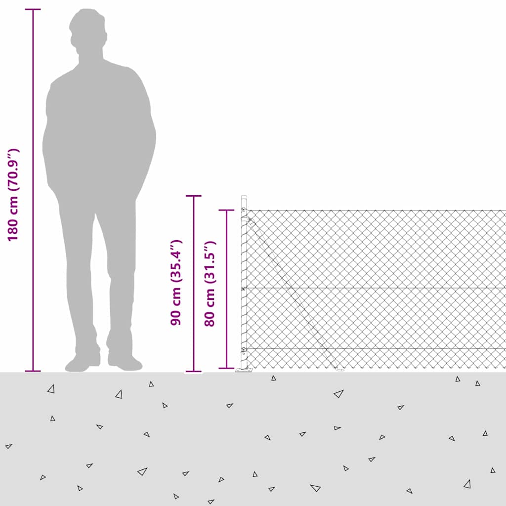 Kettengliedzaun mit Pfosten Grün 0,8 x 10 m Stahl